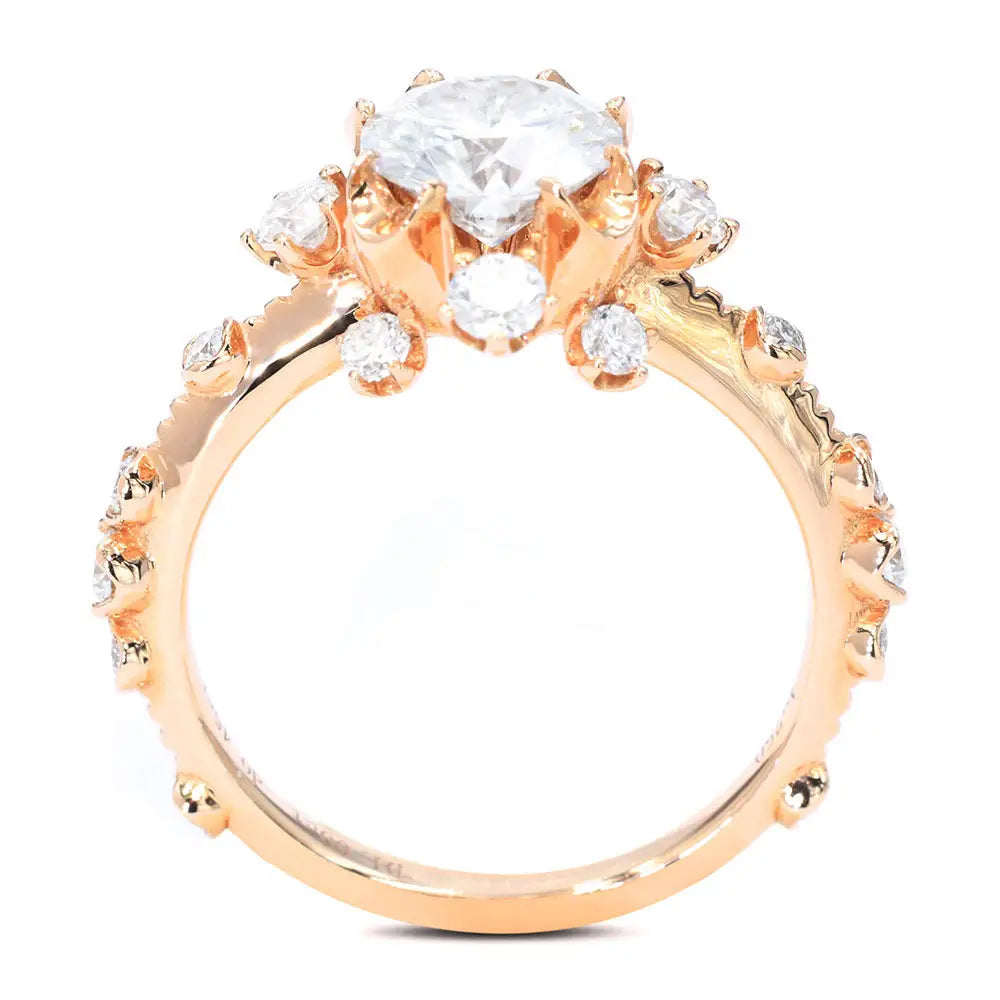 Misaki Round Moissanite Ring in 18K gold - LeCaine Gems