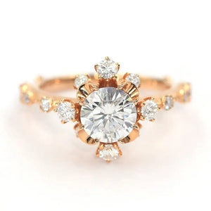 Misaki Round Moissanite Ring in 18K gold - LeCaine Gems