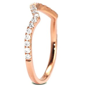 Moira Round Moissanite Curved Band and Satin Brushed Wedding Rings in 18K gold - LeCaine Gems