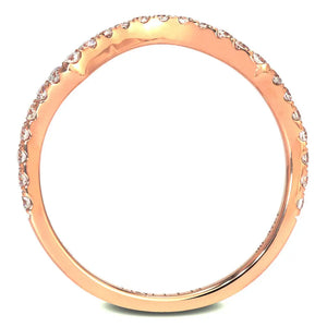 Moira Round Moissanite Curved Band and Satin Brushed Wedding Rings in 18K gold - LeCaine Gems