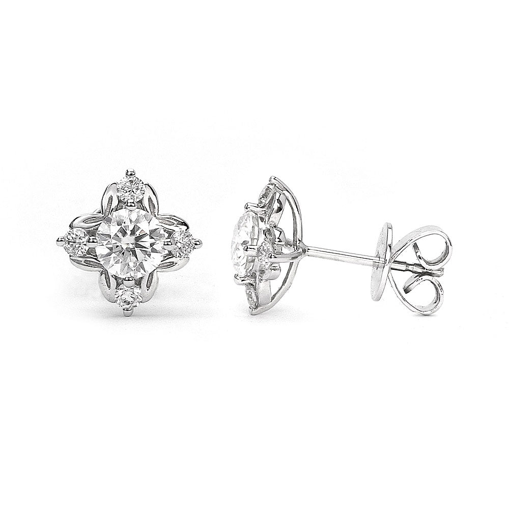 The Chloe Collection Halo Earrings with Moissanite and Lab Grown Diamonds in 18K Gold - LeCaine Gems