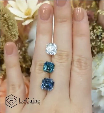 Moissanite stones and set in 18k