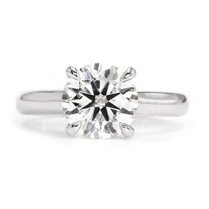 Monique Round Moissanite Solitaire with Decorative Crown Accent Ring in 18K gold - LeCaine Gems