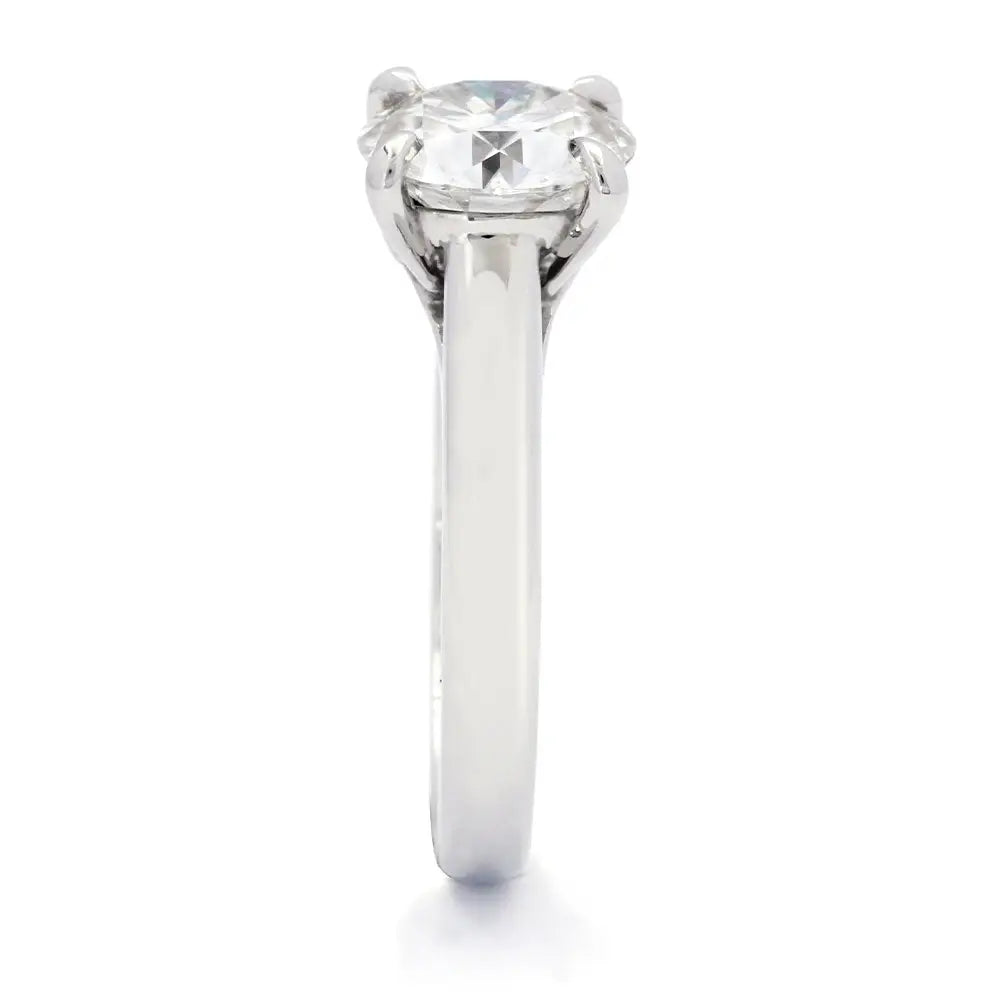 Monique Round Moissanite Solitaire with Decorative Crown Accent Ring in 18K gold - LeCaine Gems