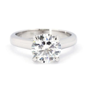 Monique Round Moissanite Solitaire with Decorative Crown Accent Ring in 18K gold - LeCaine Gems