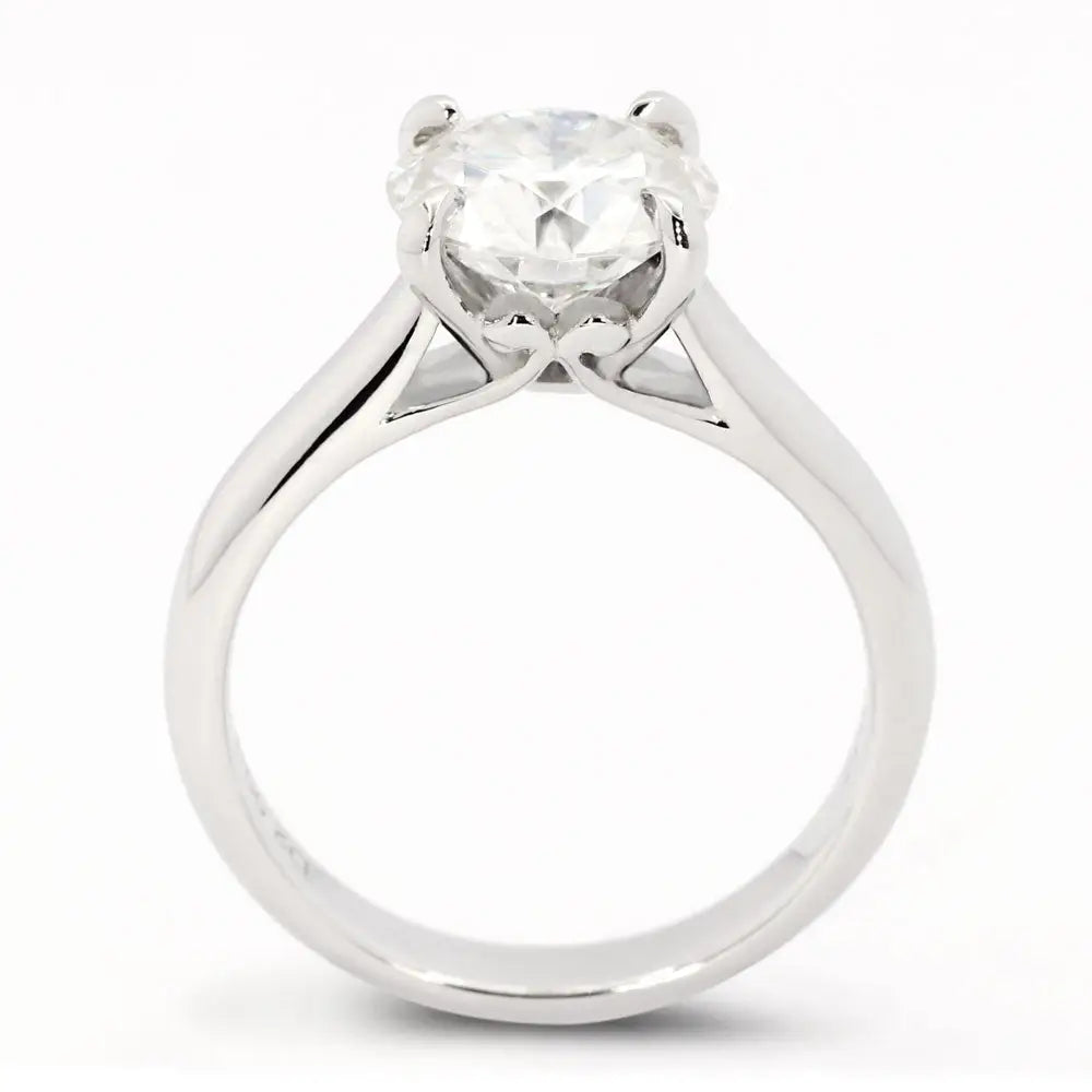 Monique Round Moissanite Solitaire with Decorative Crown Accent Ring in 18K gold - LeCaine Gems