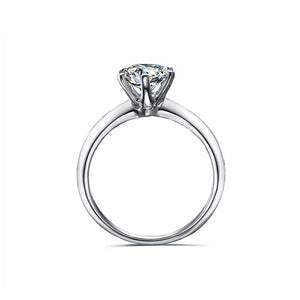 Niki Round Moissanite Solitaire with 6 Prong Setting Ring in 18K Rose gold - LeCaine Gems