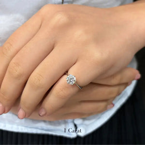 Niki Round Moissanite Solitaire with 6 Prong Setting Ring - LeCaine Gems