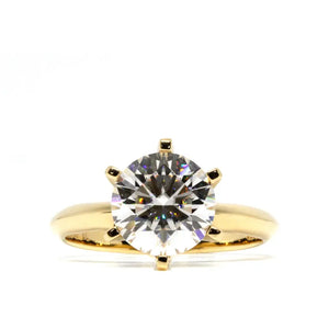 Niki Round Moissanite Solitaire with 6 Prong Setting Ring in 18K Yellow gold - LeCaine Gems