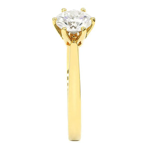 Niki Round Moissanite Solitaire with 6 Prong Setting Ring in 18K Yellow gold - LeCaine Gems