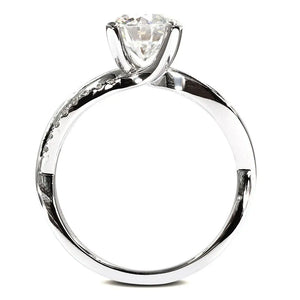Nisha Round Moissanite with Split Pave Band Ring in 18K gold - LeCaine Gems