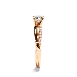 Nisha Round Moissanite with Split Pave Band Ring in 18K Rose gold - LeCaine Gems