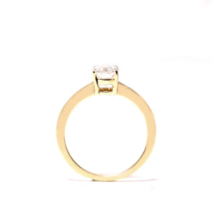 Oval Moissanite Solitaire in Basket Setting Ring in 18K gold - LeCaine Gems