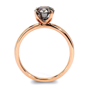 Patience Grey Oval Moissanite Solitaire 18K Rose Gold Ring - LeCaine Gems