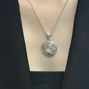 Peace Dove Medallion Necklace Sterling Silver (PAX8)