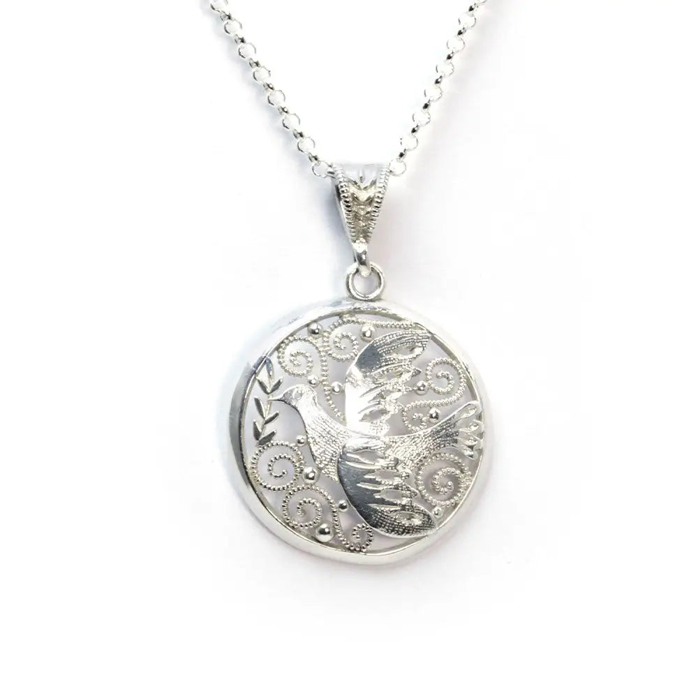 Peace Dove Medallion Necklace Sterling Silver (PAX8)