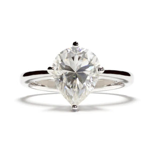 Pear Moissanite Solitaire with 4 Prong Setting Ring in 18K gold - LeCaine Gems