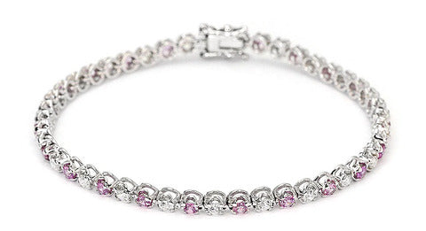 Lab-Grown Sapphire Tennis Bracelet w/ Lab Grown Diamonds, Penelope