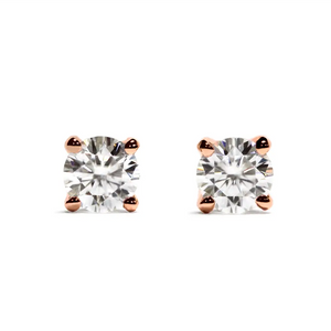 Petite Round Solitaire Moissanite Stud Earrings in 18K gold - LeCaine Gems