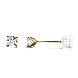 Petite Round Solitaire Moissanite Stud Earrings in 18K gold - LeCaine Gems