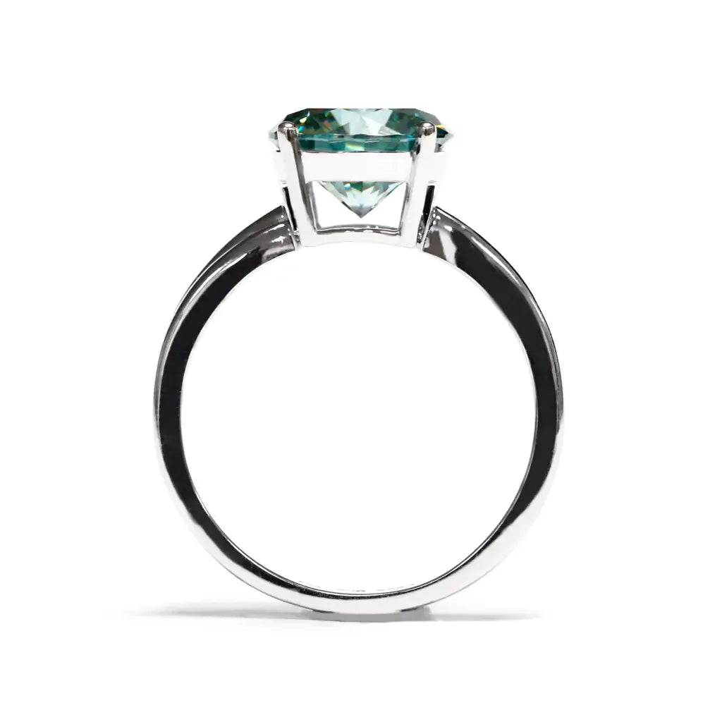 Portia Round Mint Green Moissanite Solitaire Ring in 18K gold - LeCaine Gems