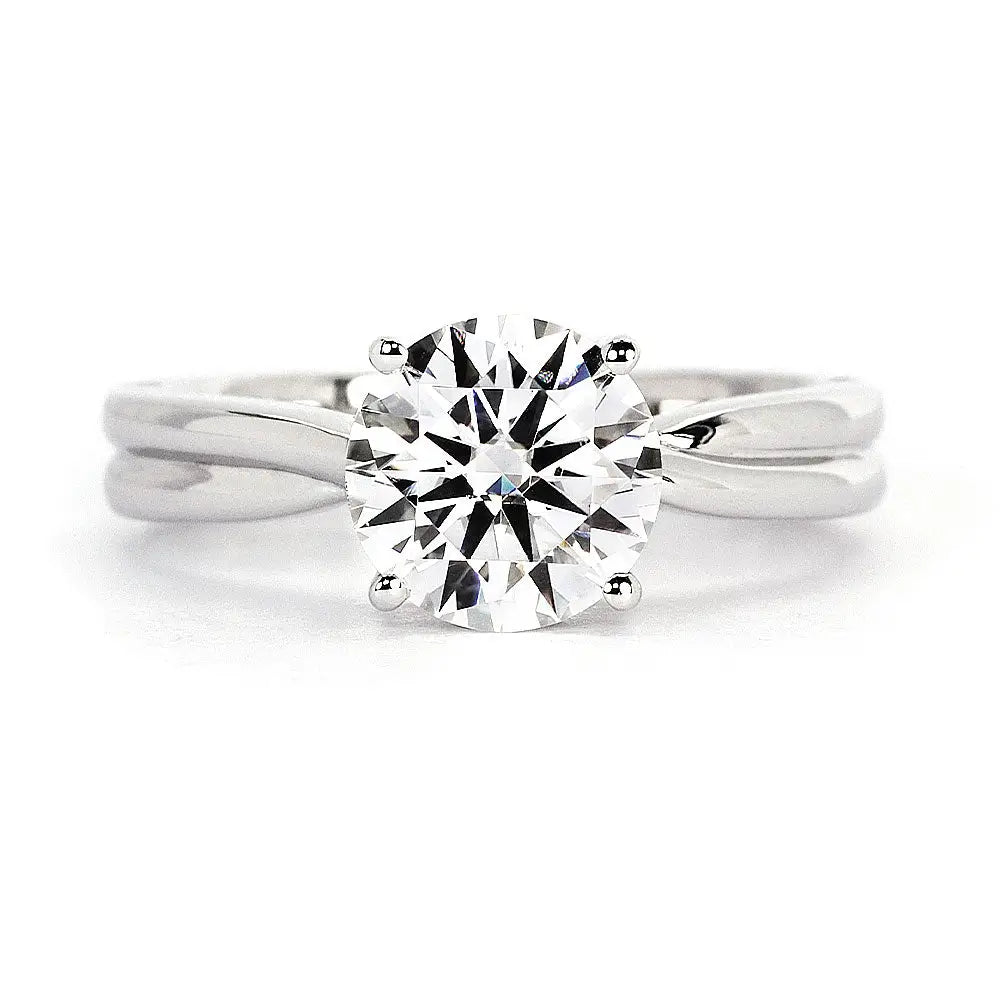 Portia Round Moissanite Solitaire Ring in 18K Gold - LeCaine Gems