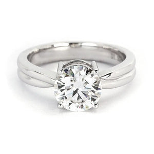 Portia Round Moissanite Solitaire Ring in 18K Gold - LeCaine Gems