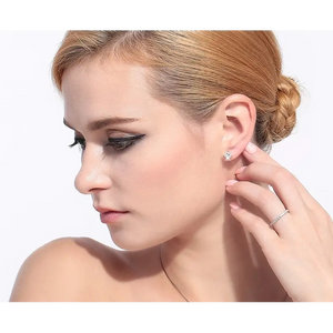 Princess Moissanite Solitaire Stud Earrings in 18K White gold - LeCaine Gems