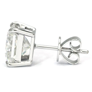 Princess Moissanite Solitaire Stud Earrings in 18K White gold - LeCaine Gems