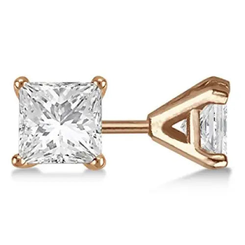 Princess Moissanite Solitaire Stud Earrings in 18K Yellow gold - LeCaine Gems