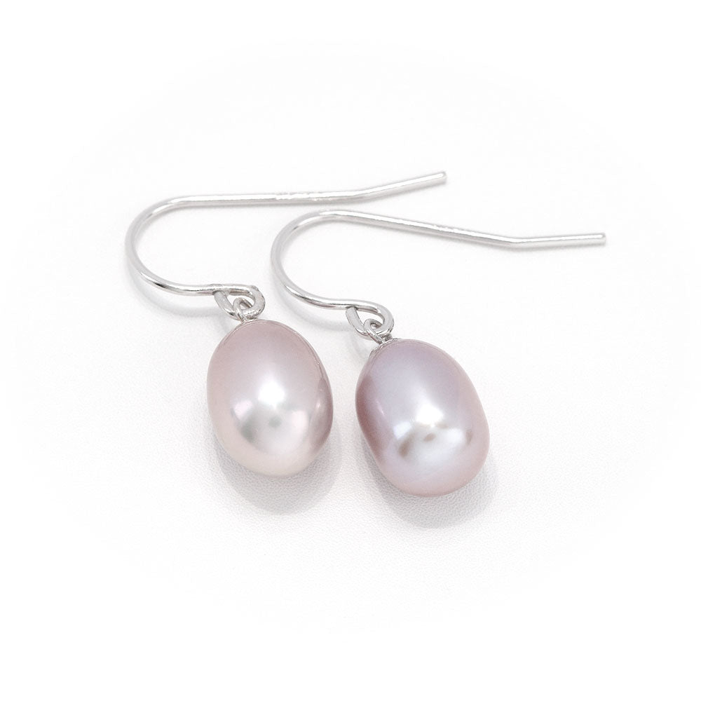 Purple Freshwater Pearl Hook Earrings 