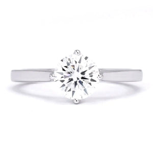 Rachel Round Moissanite with Hidden Accent Ring in 18K Gold - LeCaine Gems