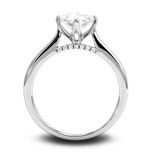 Rachel Round Moissanite with Hidden Accent Ring in 18K Gold - LeCaine Gems