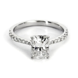 Radella Radiant Moissanite with Pave Ring in 18K Gold - LeCaine Gems