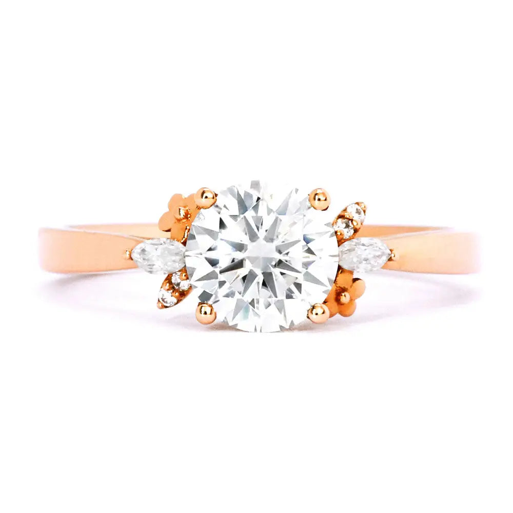 Rae Round Moissanite Ring in 18K Gold - LeCaine Gems