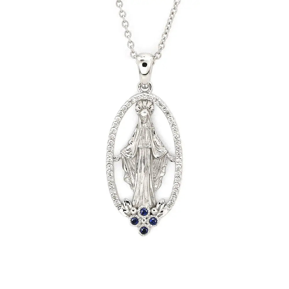 Mother Mary Halo Pendant with Lab Grown Diamonds and Natural