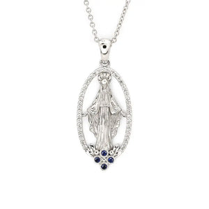 Mother Mary Halo Pendant with Lab Grown Diamonds and Natural