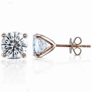 Ready Made | 0.5 Carat Round Moissanite Earrings in 18K Rose Gold - LeCaine Gems