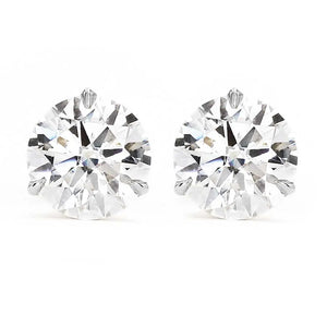 Ready Made | 0.8 Carat Moissanite Solitaire Earrings in 18K White Gold 3 Prong Martini Setting - LeCaine Gems