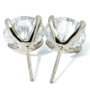 Ready Made | 0.8 Carat Round Moissanite Earrings in 18K White Gold - LeCaine Gems