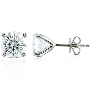 Ready Made | 0.8 Carat Round Moissanite Earrings in 18K White Gold - LeCaine Gems