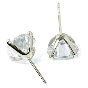 Ready Made | 0.8 Carat Round Moissanite Earrings in 18K White Gold - LeCaine Gems