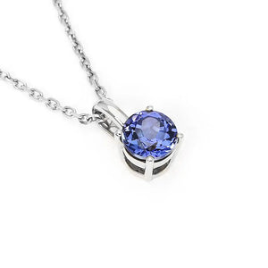 Ready Made | 1.38 Carat Betty Round Blue Lab Grown Sapphire Pendant in 18K White Gold - LeCaine Gems