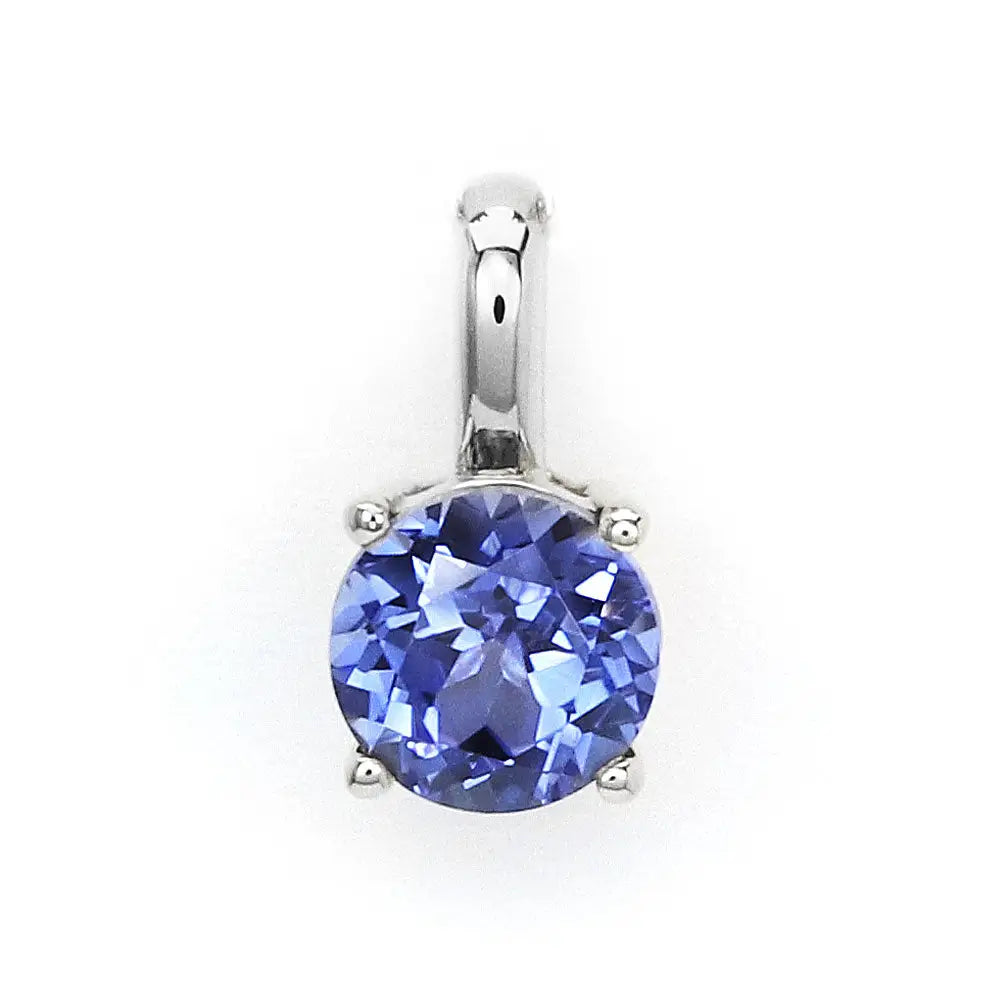 Ready Made | 1.38 Carat Betty Round Blue Lab Grown Sapphire Pendant in 18K White Gold - LeCaine Gems