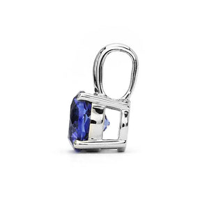 Ready Made | 1.38 Carat Betty Round Blue Lab Grown Sapphire Pendant in 18K White Gold - LeCaine Gems