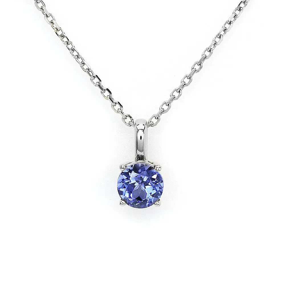 Ready Made | 1.38 Carat Betty Round Blue Lab Grown Sapphire Pendant in 18K White Gold - LeCaine Gems