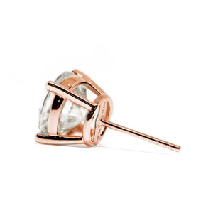 Ready Made | 1.5 Carat Moissanite Solitaire Earrings in 18K Rose Gold Basket Setting - LeCaine Gems