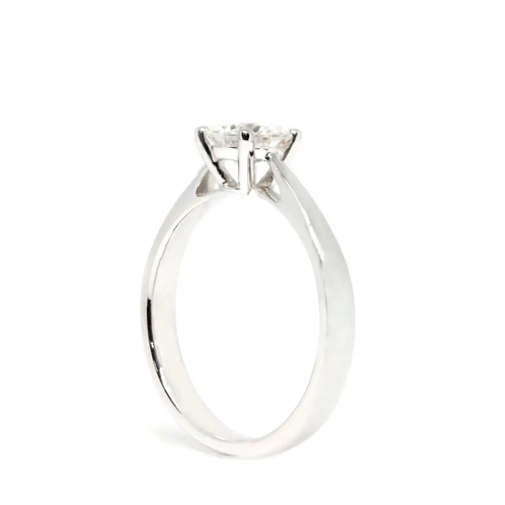 Ready Made | 1 Carat Alicia Round Moissanite RIng in 18K White Gold - LeCaine Gems