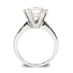Ready Made | 1 Carat Astrid Round Moissanite with Accent Tapered Band Ring in Platinum - LeCaine Gems