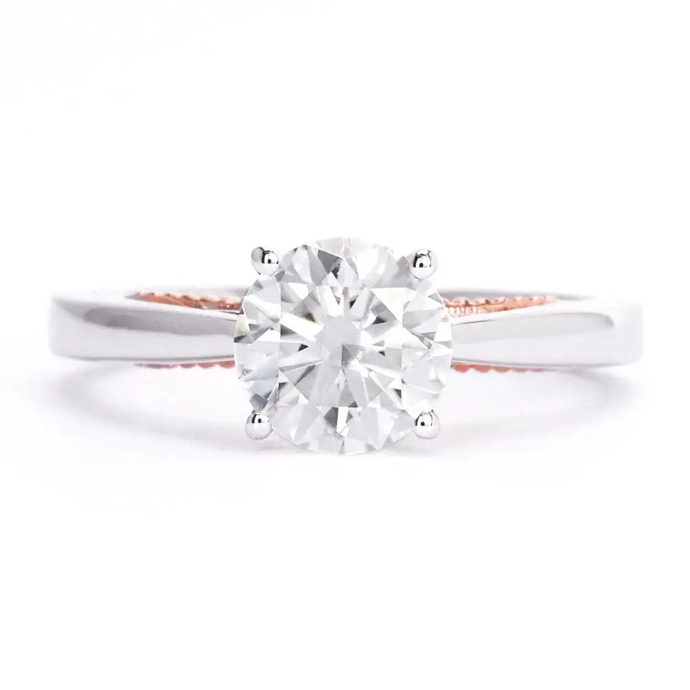 Ready Made | 1 Carat Brooke Moissanite Ring in 18K White Gold - LeCaine Gems